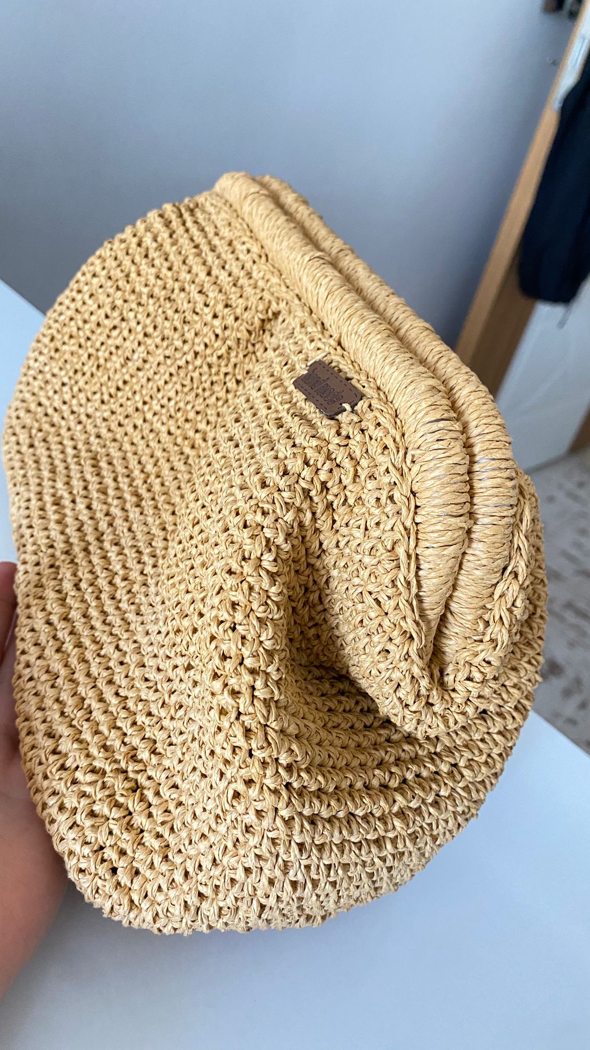 HAND KNITTED STRAW BAG
