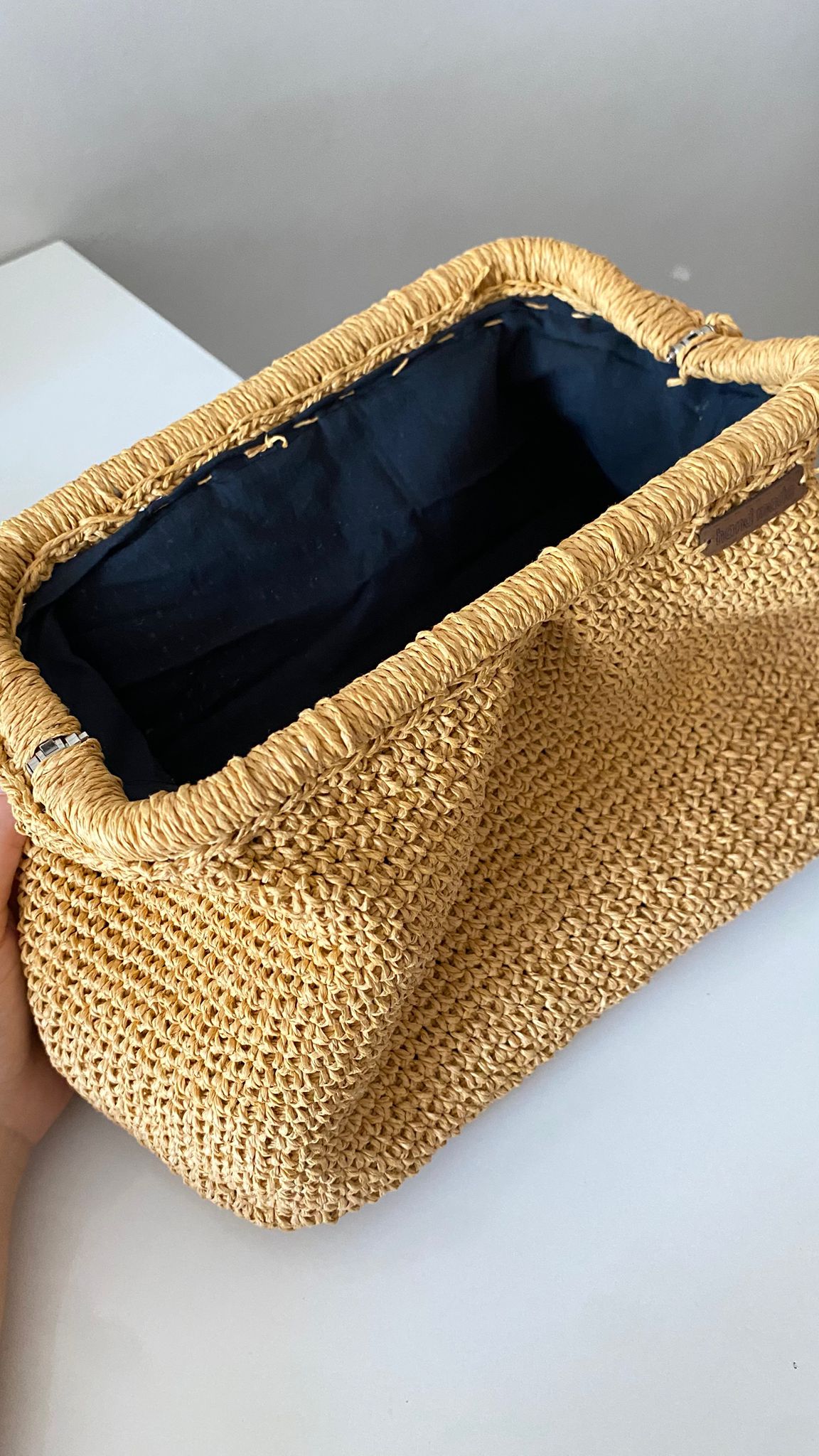 HAND KNITTED STRAW BAG