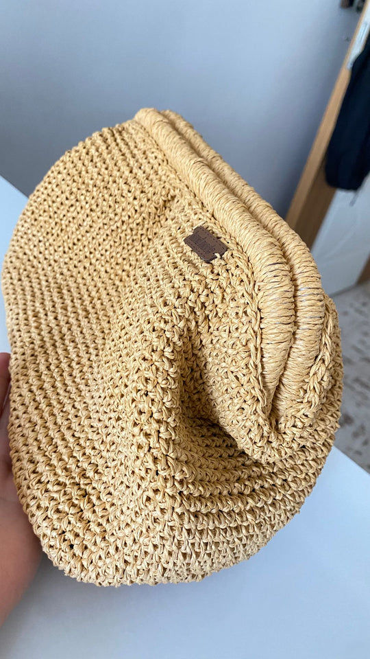 HAND KNITTED STRAW BAG